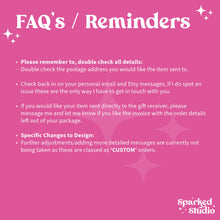 Load image into Gallery viewer, faq's reminder to customers about their purchase