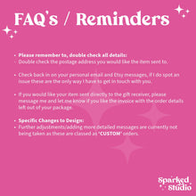 Load image into Gallery viewer, faq's reminder to customers about their purchase