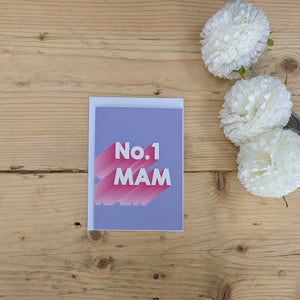 Bold Typography No1 Mam Card | Lilac & Pink