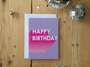 Bold Typography Happy Birthday Card | Lilac & Pink