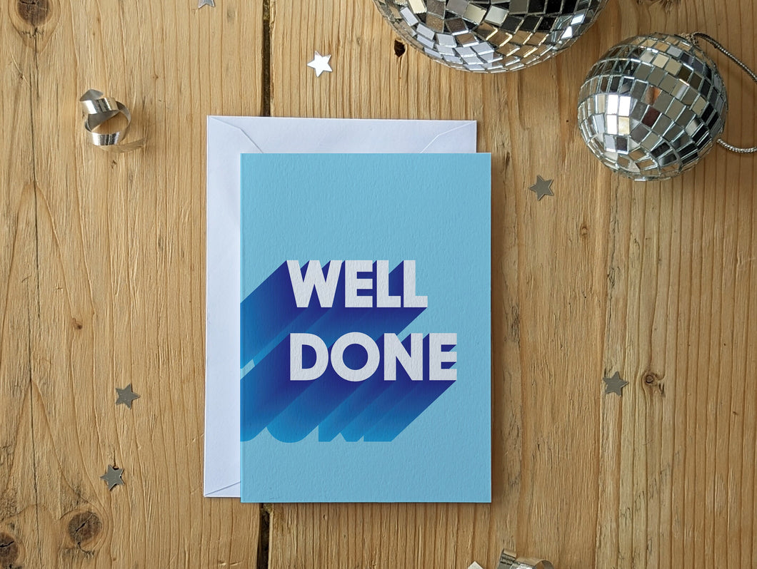 Bold Typography Well Done Card | Blue